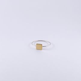 Ring Joe square silver and gold plated