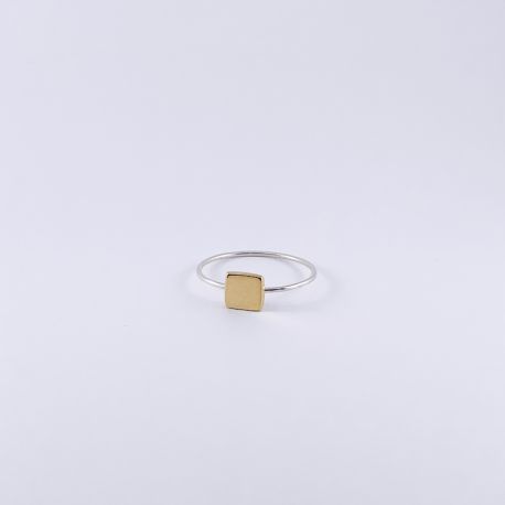 Ring Joe square silver and gold plated