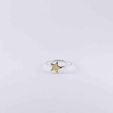 Ring Joe star silver and gold plated