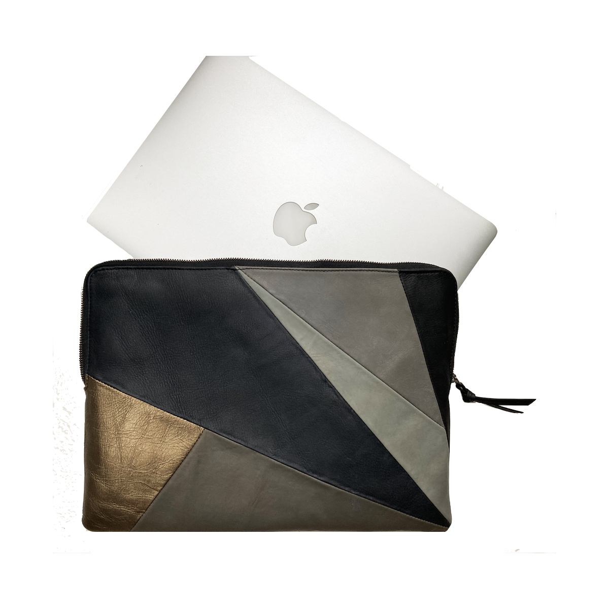 Buiten adem Walter Cunningham Transparant Leren laptophoes Lucas patchwork natural voor de Apple 13 inch -  gmz-collection