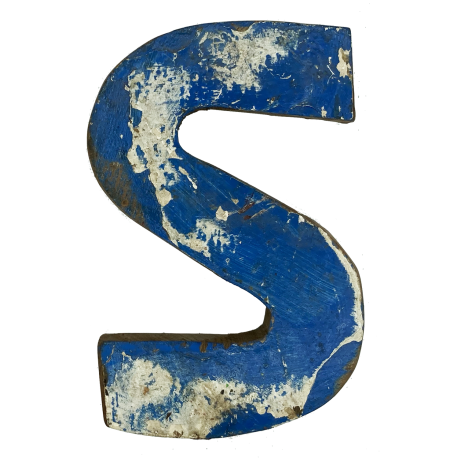 Wooden letter S made out of old fishing boats