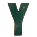 Wooden letter Y made out of old fishing boats