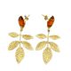 Brass earrings with citrine