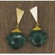 Brass earrings Blair with teal colored quartz