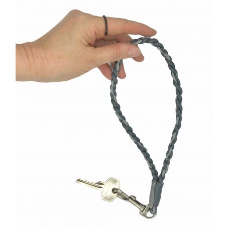 Leather hand braided keychain Lisa short
