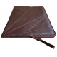 Leather laptop sleeve Lucas patchwork 13 inch turquoise/light brown