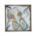 Brass earrings Air with druzy stone