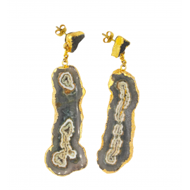 Brass earrings Tess with Druzy stone
