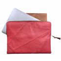 Leather laptop sleeve Lucas patchwork 16 inch red/light brown