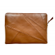 Leather laptop sleeve Lucas patchwork 16 inch red/light brown